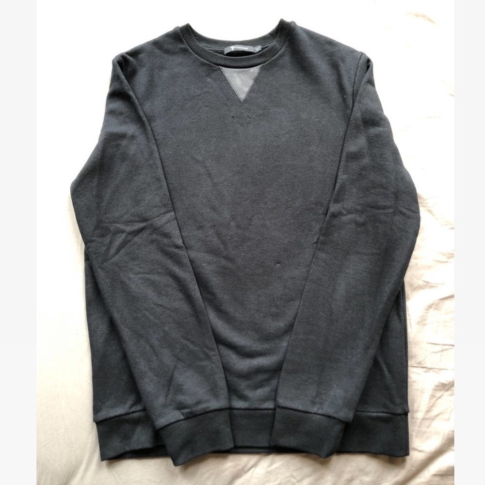 T by Alexander Wang black leather-patch sweatshirt